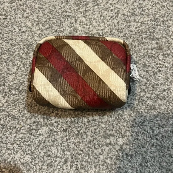 Coach Red and Brown Striped Pouch - Picture 2 of 4